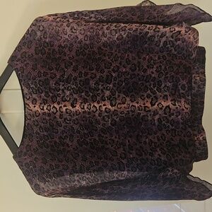 Adam Lippes Purple and Black Animal Print Blouse. Sz 0. Silk.